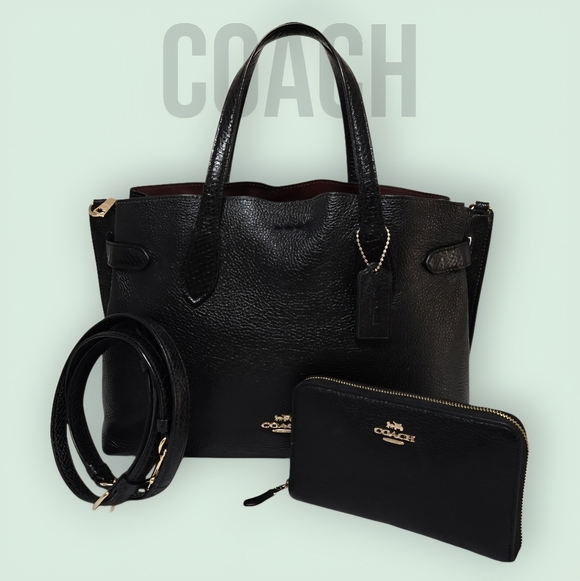 Coach Handbags - Coach (CH187) Hanna Carryall Tote Bag + Coach Medium Zip Around Wallet-EUC